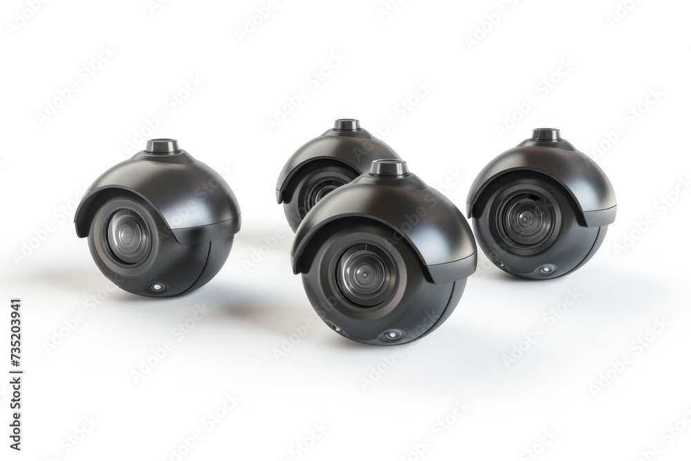Three black cameras stacked on top of each other. Versatile image suitable for various projects