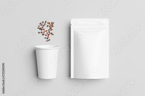 blank Coffee Cup & Pouch Packaging  photo