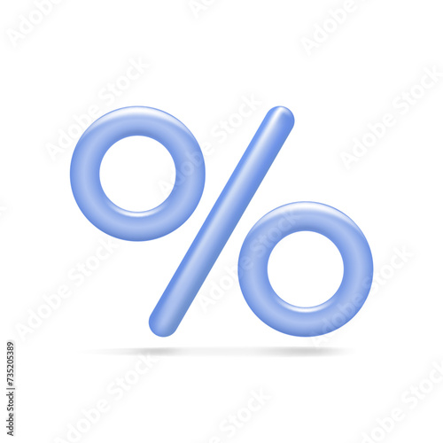 Percent icon in cartoon 3d plastic style, isolated on white background. Vector illustration 3d volumetric percent.