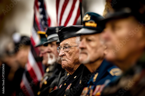 Honoring Service - Elderly Veteran Reflecting on Veterans Day photo