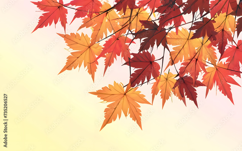 Autumn Red Leaves Sunset Background Leaf Fall Banner