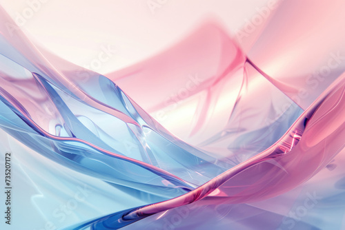Abstract transparent background with liquid glass texture. Modern fluid elegant backdrop in light blue and pink colors
