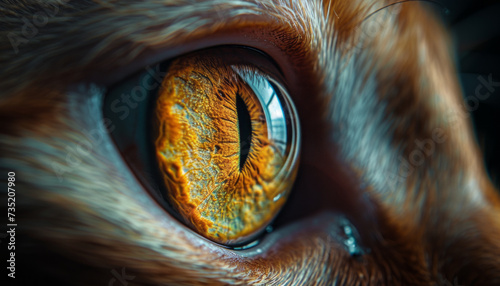 High quality stock photography macro close up of cat eye,generative ai