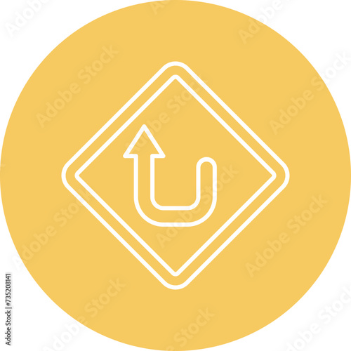 Turn up Line Circle Icon For Personal And Commercial Use