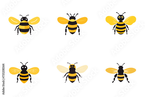 set of bees vector illustration isolated transparent background logo, cut out or cutout t-shirt design 