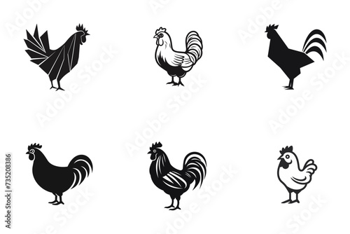 set of chicken roosters and hens  vector illustration isolated transparent background logo, cut out or cutout t-shirt design
