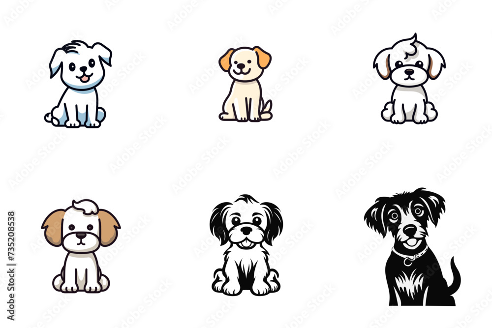 set of cartoon dogs puppies vector illustration isolated transparent background logo, cut out or cutout t-shirt design set of cartoon dogs puppies vector illustration isolated transparent background logo, cut out or cutout t-shirt design
