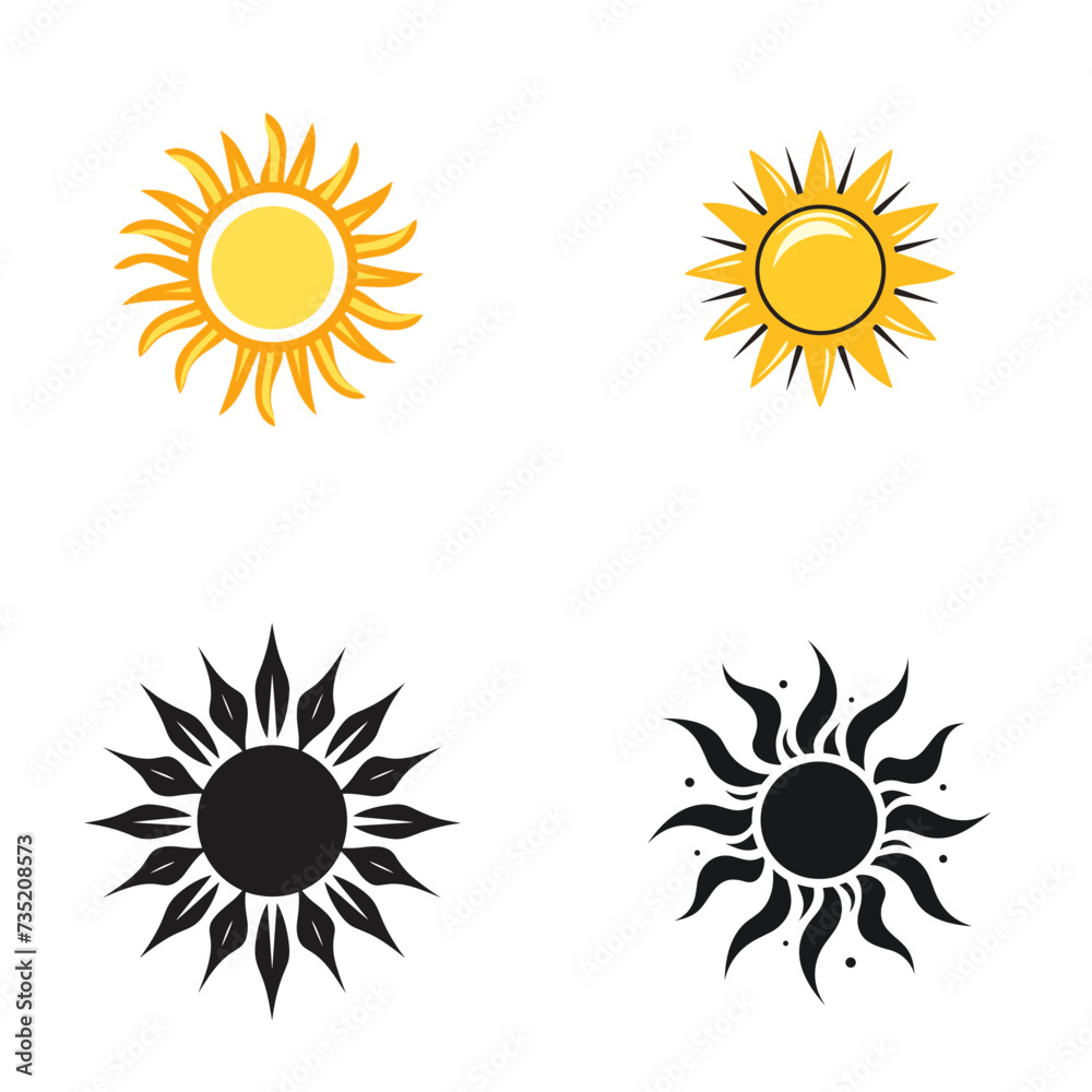 set of sun  vector illustration isolated transparent background logo sticker, cut out or cutout t-shirt design