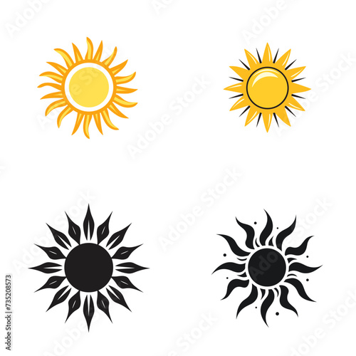set of sun vector illustration isolated transparent background logo sticker, cut out or cutout t-shirt design