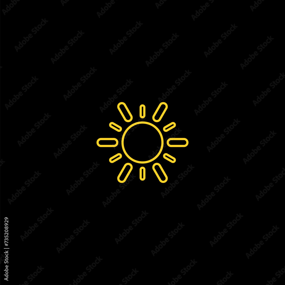 Sun icon. Sun logo icon isolated on black background Sun icon. Sun logo icon isolated on black background
