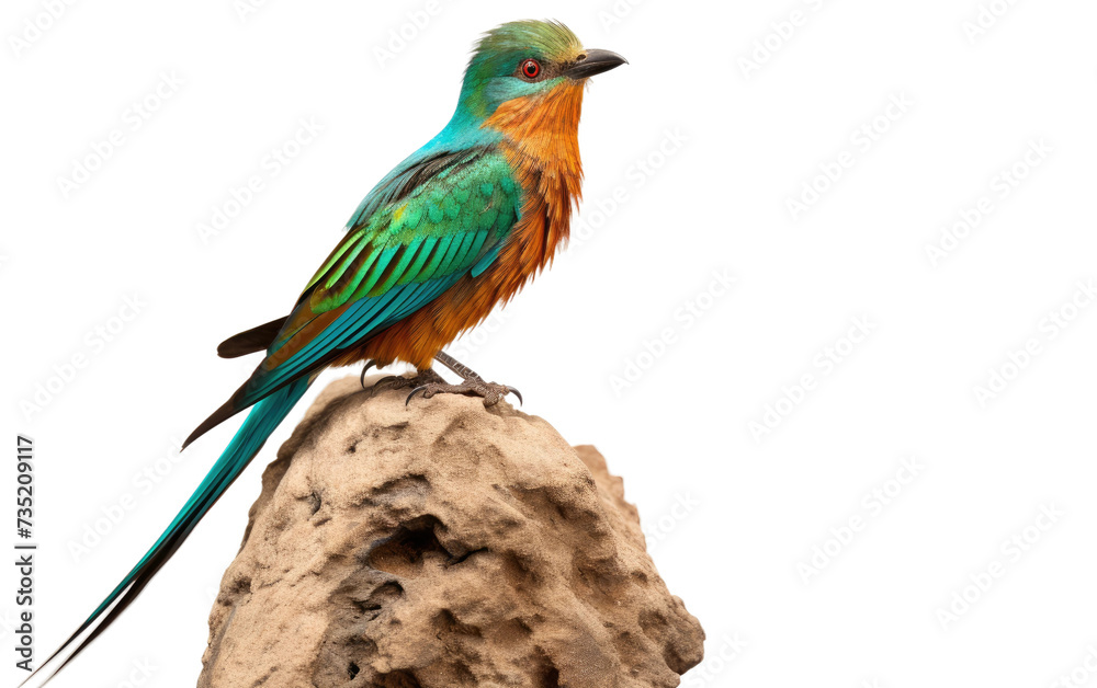 Quetzal Perched on a Stone isolated on transparent Background