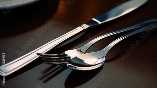 Table set with two forks and a knife. Suitable for restaurant or dining-related designs