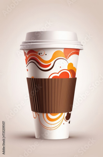 Abstract cup of coffee expresso, cappuccino or latte. Creative coffee concept in fast food restaurants. Advertising banner