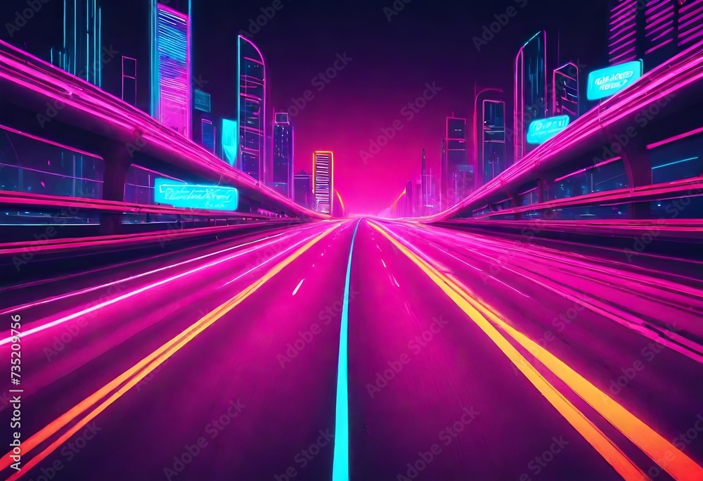 neon theme highway, instagram story, background or banner