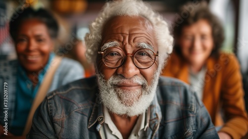 Potrait of Happy old senior man at nursing home