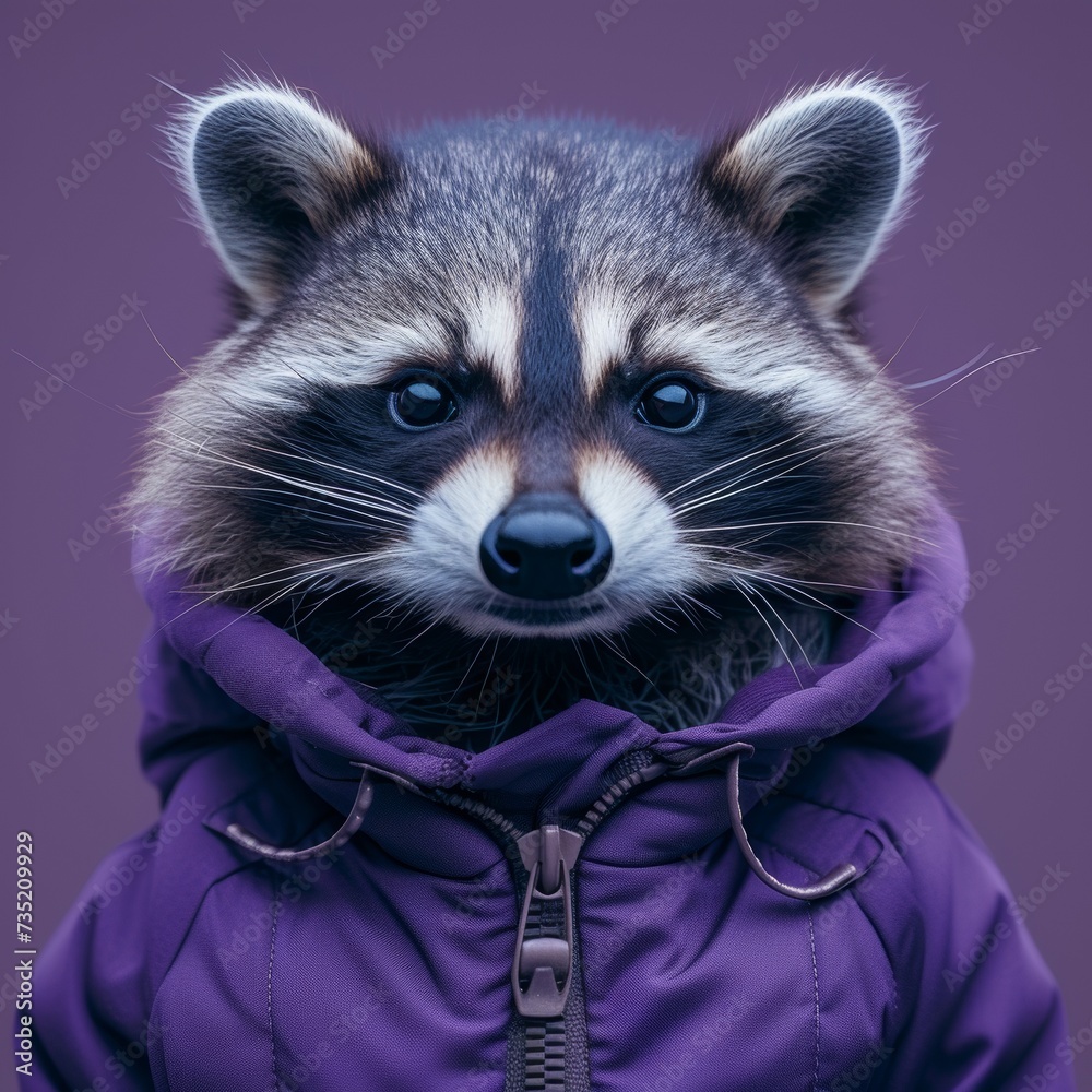 Fototapeta premium Trendy Raccoon on Purple