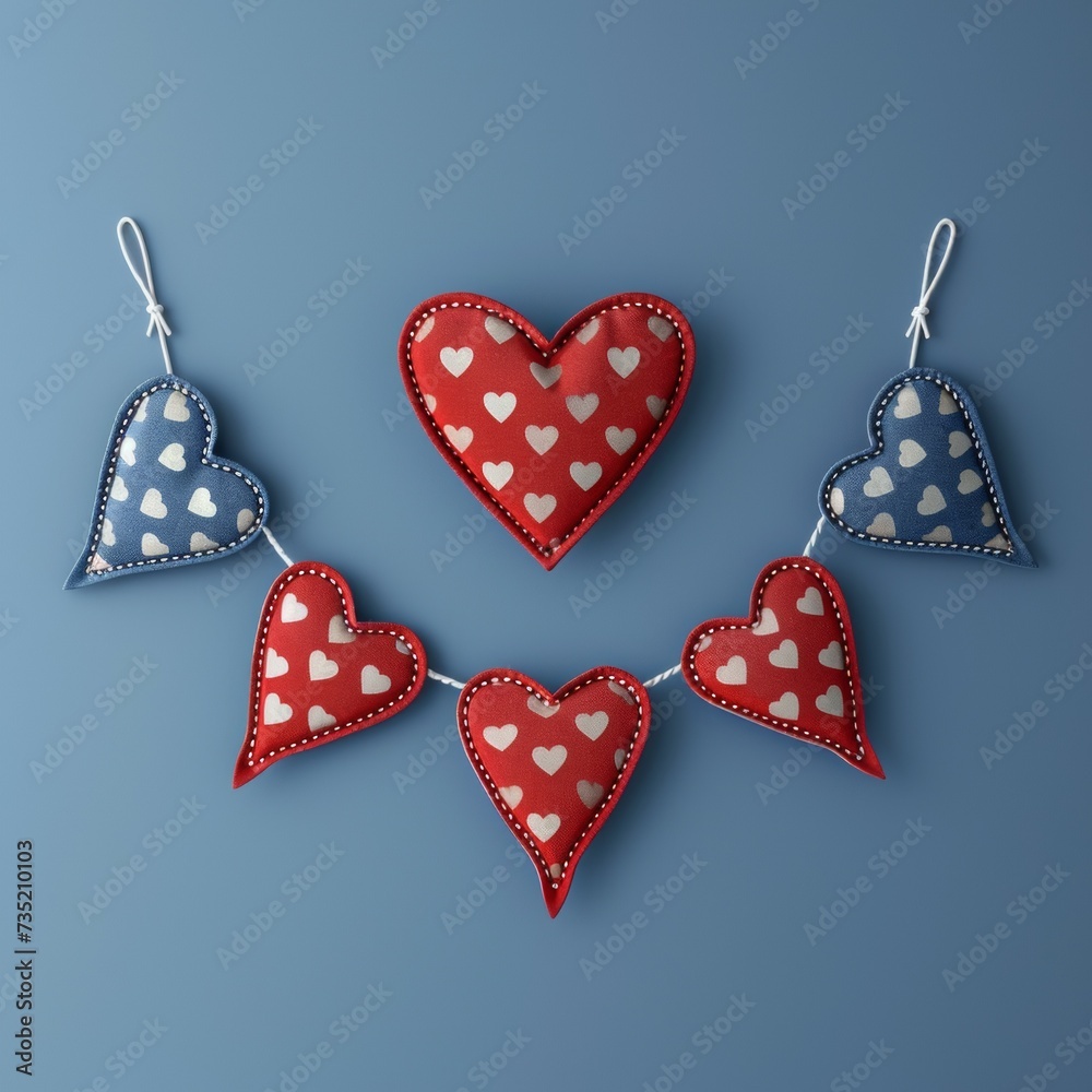 Blue Background Heart Pennant Bunting Blue Background Heart Pennant Bunting
