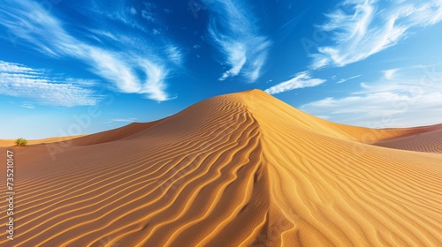 Majestic Desert Dunes Under Clear Blue Skies: The Beauty of Arid Landscapes