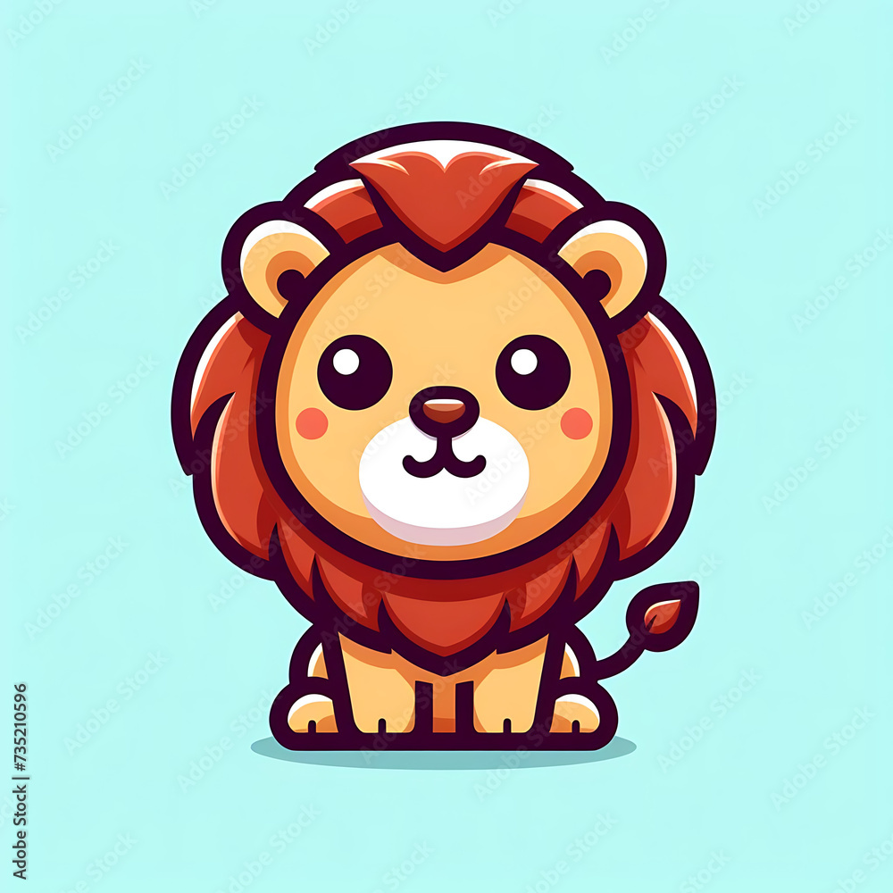 flat logo of a lion illustration, cute logo of a lion, , lion logo