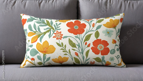 Floral Patterned Decorative Pillow Cushion - PNG Isolated Cutout with Shadow