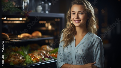 Woman Standing in Front of Open Oven