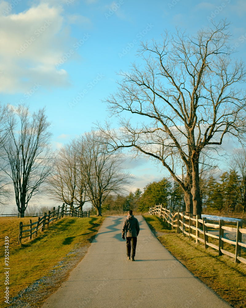 Person walking a path at Knox Farm State Park, East Aurora, New York