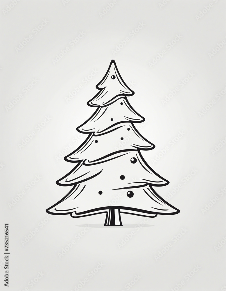 Obraz premium Festive Christmas Tree Symbol on White Background