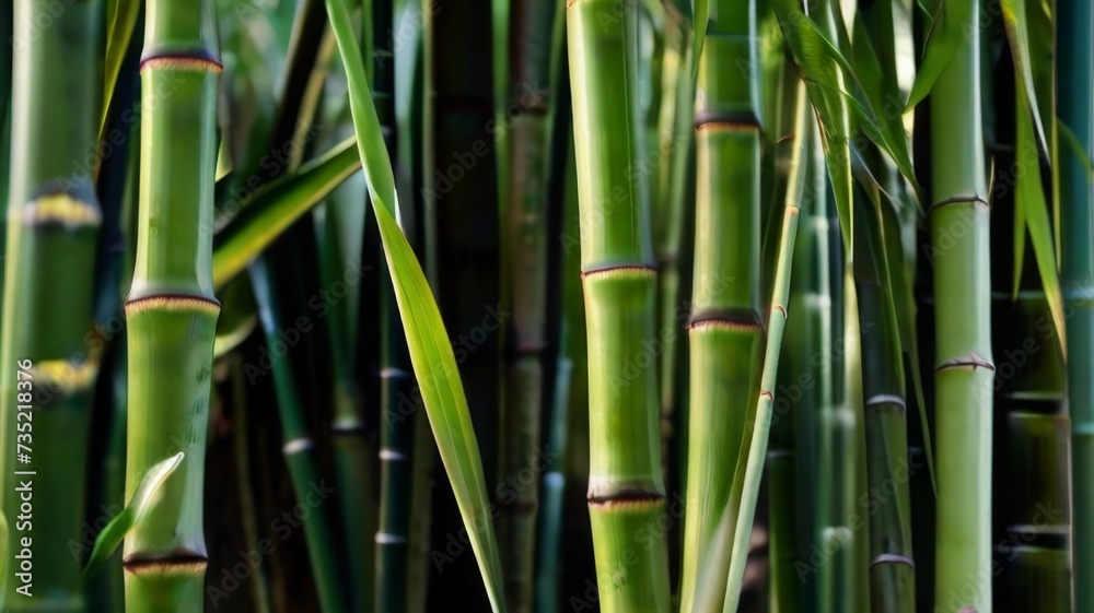 Texture of green bamboo stalks, showing the nodes and smooth surface Texture of green bamboo stalks, showing the nodes and smooth surface