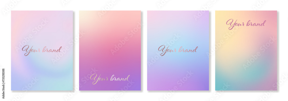 Set of universal gradient backgrounds in pastel colors. For covers, wallpapers, branding, social media and other projects.Vector, can be used for web and print. Just add your text.