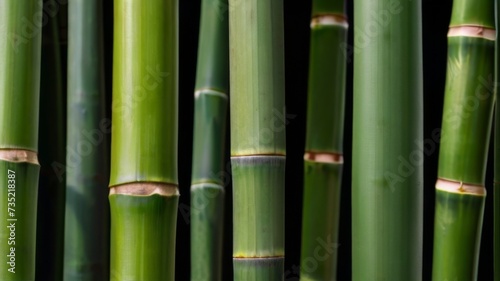 Texture of green bamboo stalks  showing the nodes and smooth surface