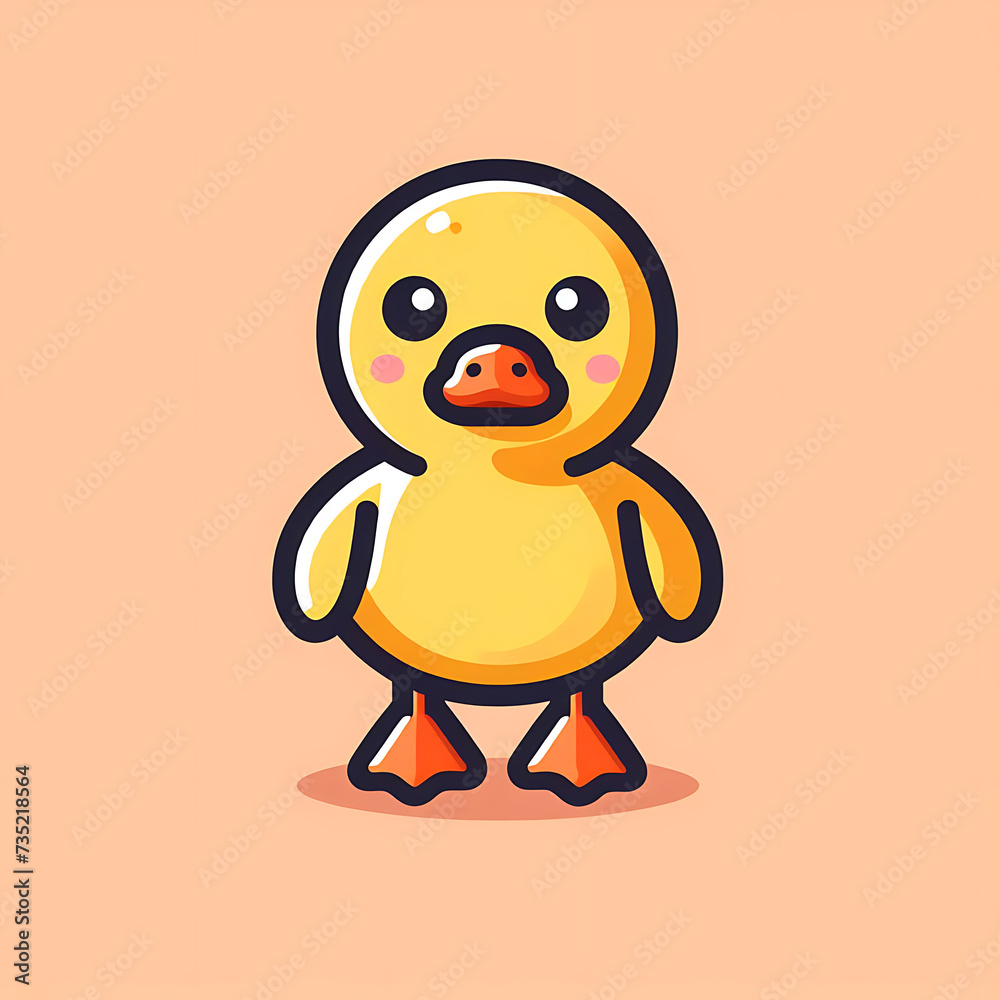 flat logo of Cute Duck cartoon icon illustration. animal nature icon, duck logo 