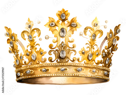 Crown Illustration in Style of Watercolor on White