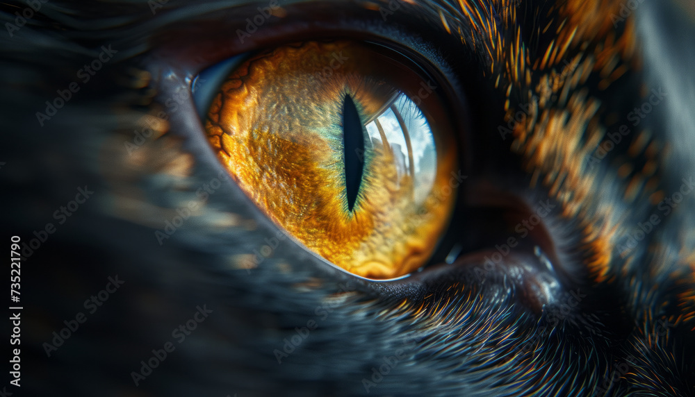 High quality stock photography macro close up of cat eye,generative ai