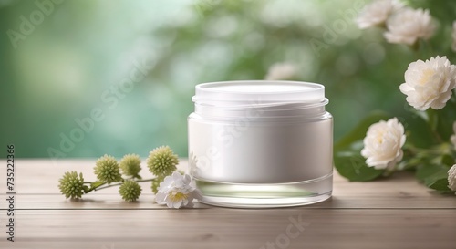 Blank glass cosmetic cream jar mockup