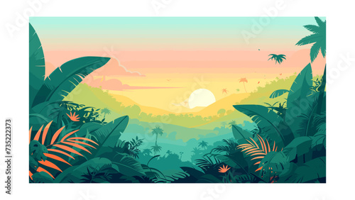 A Colorful and Serene View of a Tropical Forest Landscape