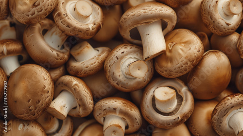 A close-up view of a cluster of freshly harvested, dense brown mushrooms with intricate cap textures, representing organic and healthy food ingredients.
