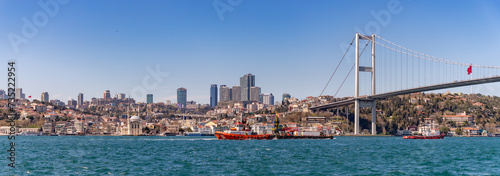 Bosphorus Bridge and Search and Rescue Vessels Panorama