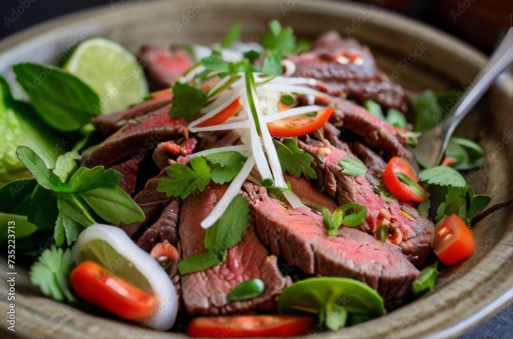 Thai beef salad with thinly sliced beef