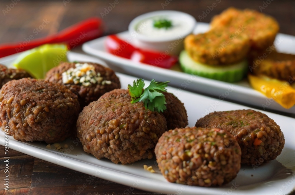 Middle Eastern platter of beef kibbeh Middle Eastern platter of beef kibbeh