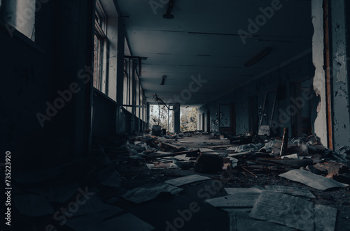 inside a destroyed school in Ukraine