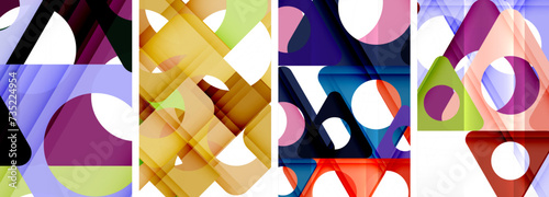 Abstract background set featuring captivating triangles. Harmonious blend of geometry and style, these designs bring modern flair