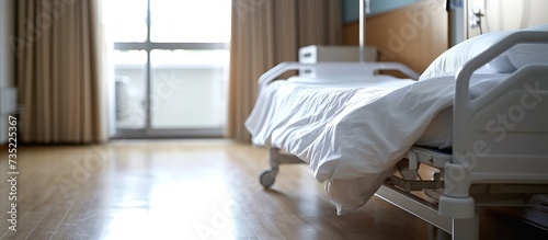 Empty and no patient stay a room with bed in hospital. AI generated image