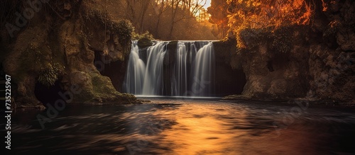 Waterfall in mystic twilight