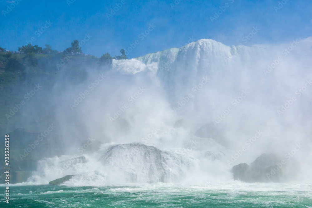 Clouds of splashes and falling water from Niagara Falls, Niagara State Park