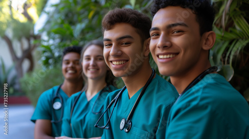Group of diverse nursing students both guys and girls