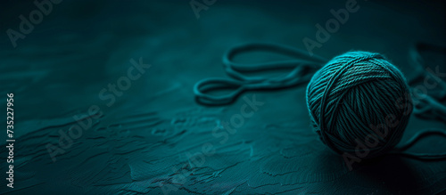 black wool yarn ball on a black background photo