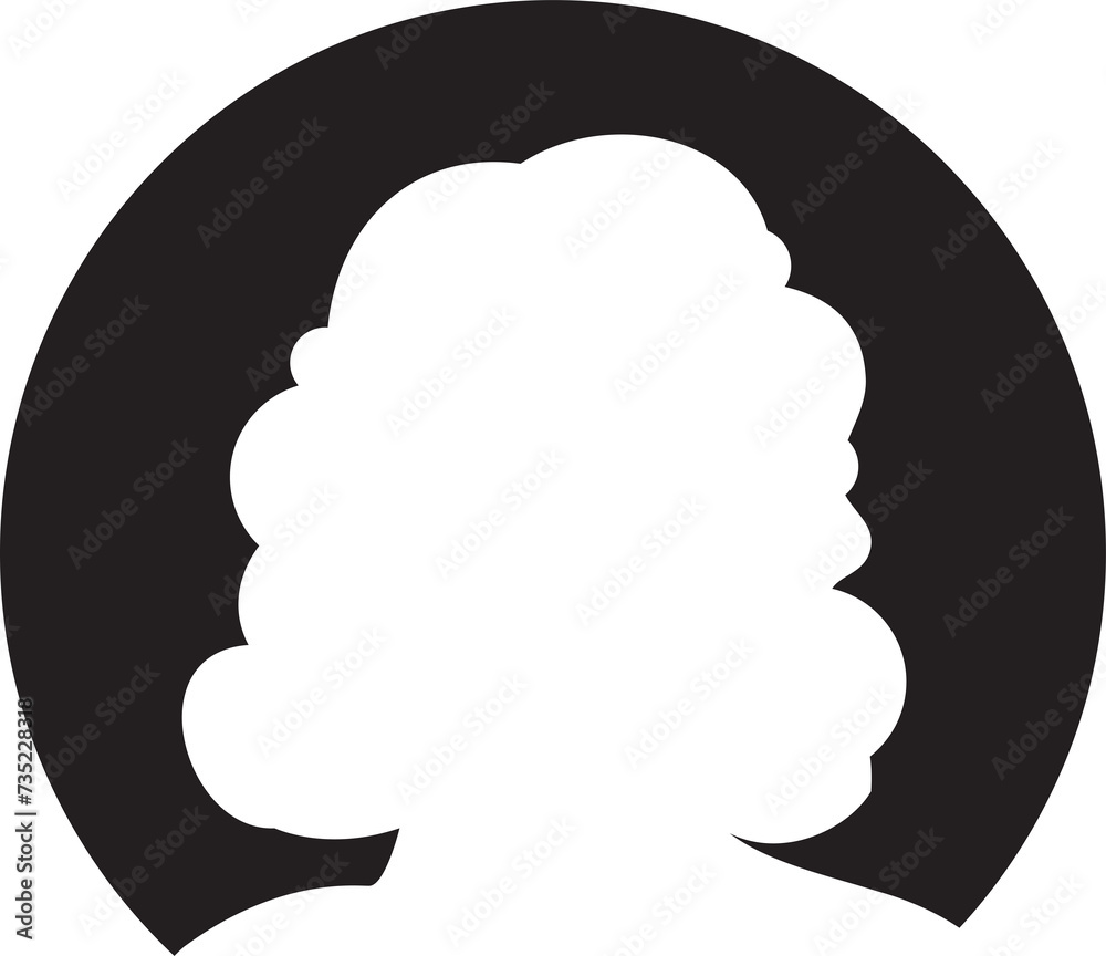 Silhouette Woman Head in Circle Button