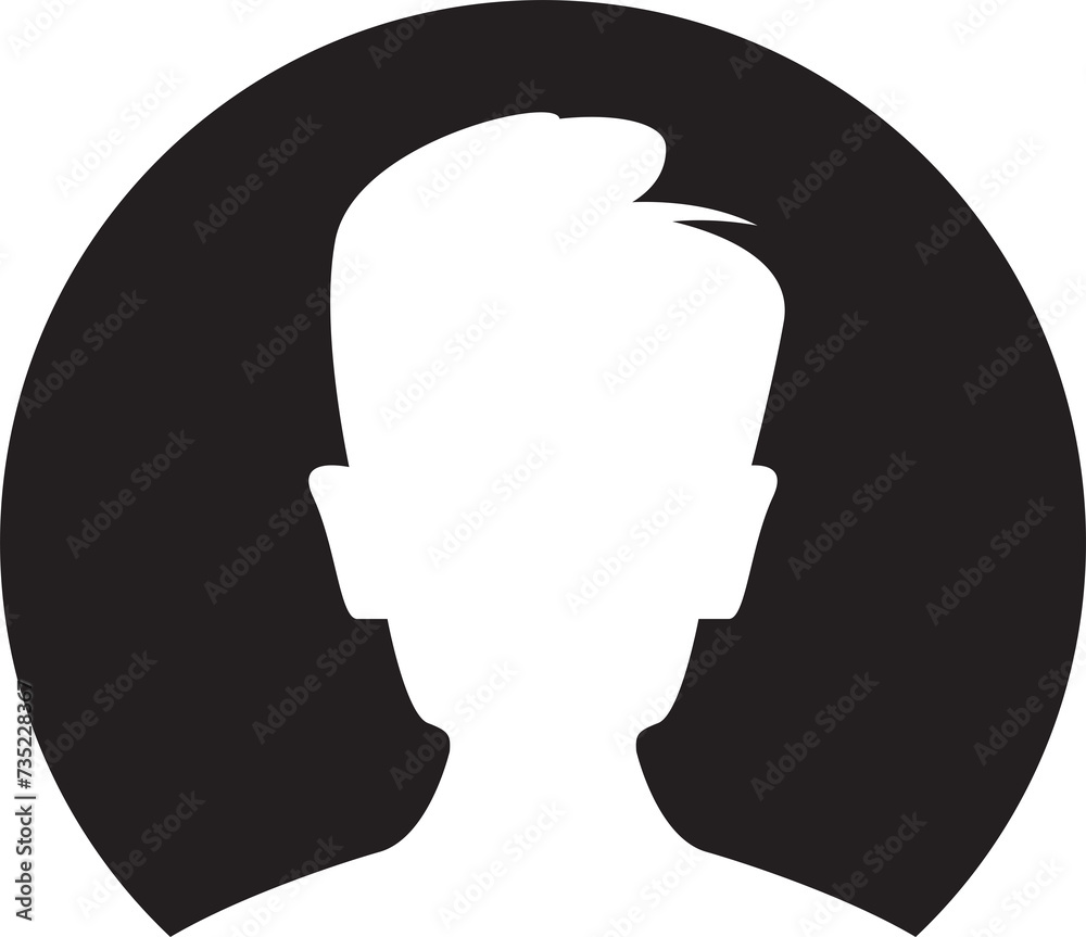 Silhouette Man Head in Circle Button