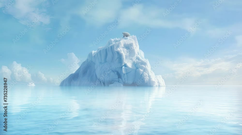 iceberg in polar regions with polar bear and sky blue landscape video for geographic background iceberg in polar regions with polar bear and sky blue landscape video for geographic background