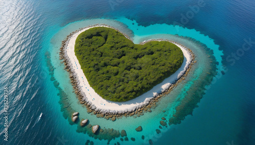 Aerial view of heart-shaped landmass © SR07XC3
